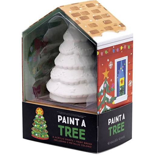 Crocodile Creek Paint a Tree kit with white ceramic Christmas tree in festive packaging