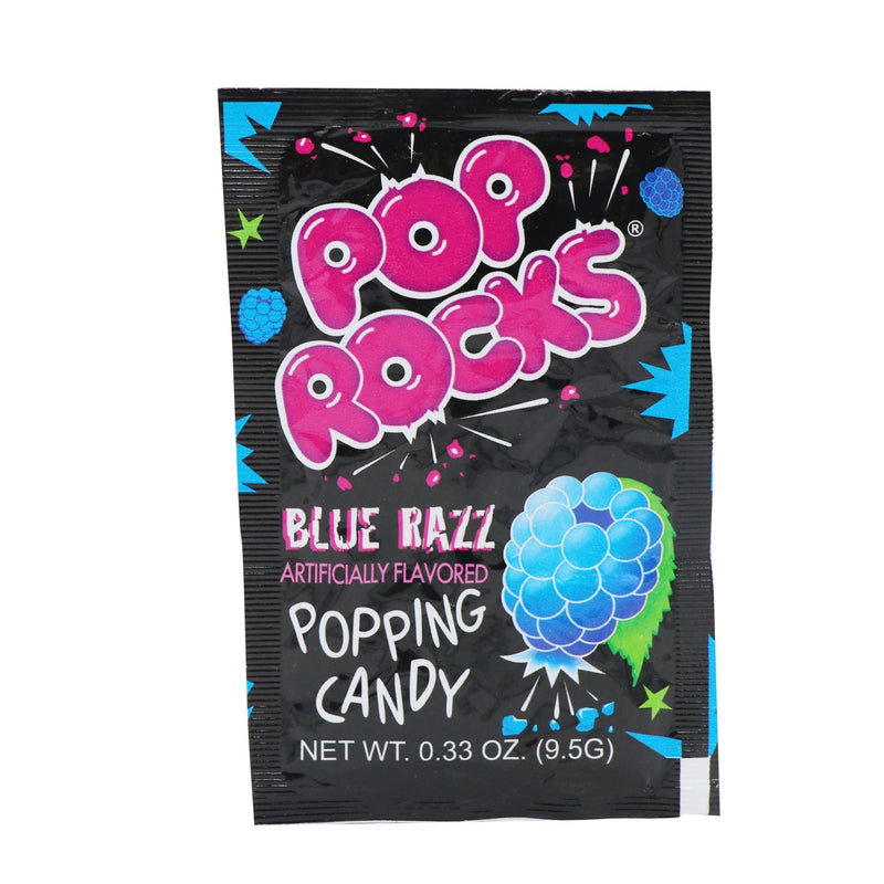 Pop Rocks Blue Razz artificially flavored popping candy 0.33oz black packet