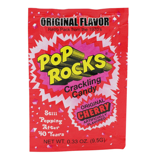 Pop Rocks Original Cherry Crackling Candy retro pack on white background