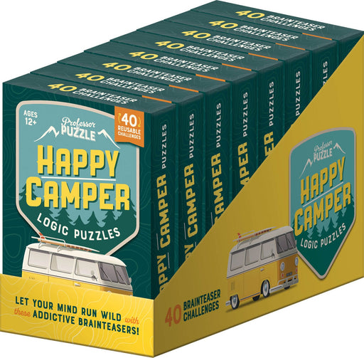 Professor Puzzle Happy Camper Logic Puzzles box set with 40 brainteaser challenges.