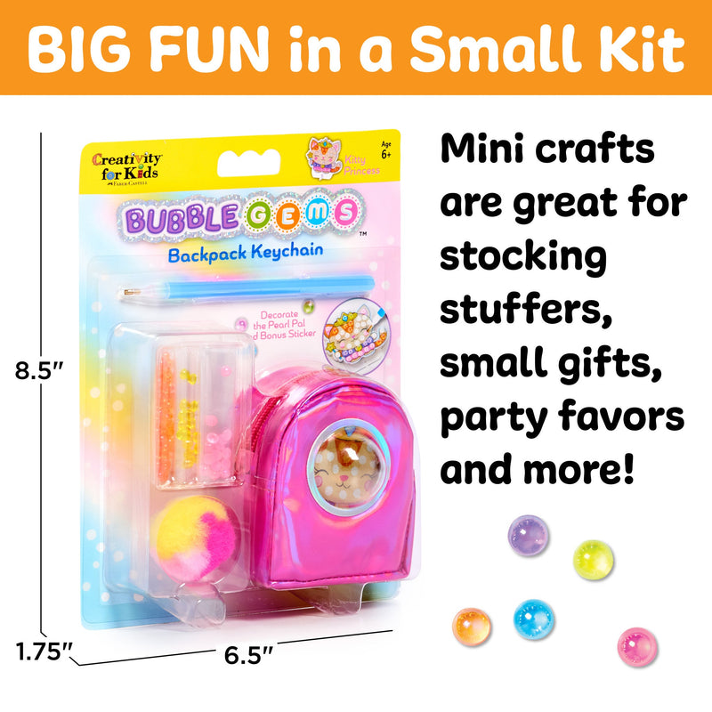 Creativity for Kids Bubble Gems Backpack Keychain craft kit in pink packaging