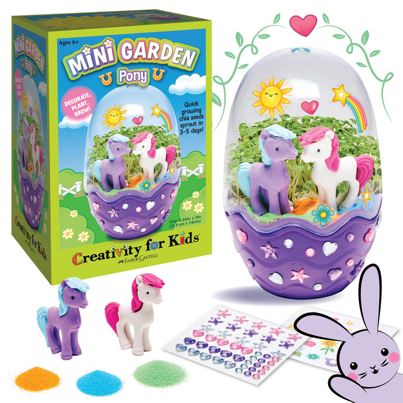Mini Garden Pony kit with purple planter, toy ponies, and decorative elements