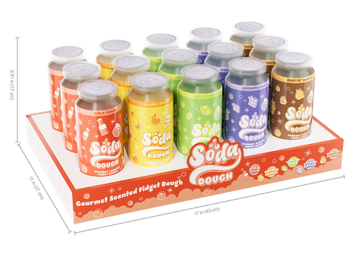 Soda Dough Asmt display box with multiple scented fidget dough containers in various flavors