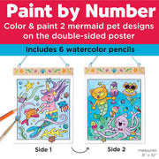 Paint by Number mermaid pets kit with double-sided poster and watercolor pencils