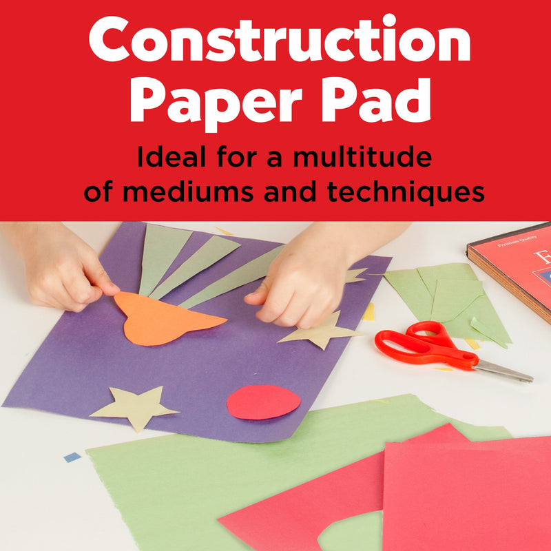 Construction paper pad shown in lifestyle setting with hands creating colorful paper crafts