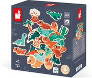 Janod wooden dinosaur magnets set packaging showing colorful magnetic dinosaur pieces