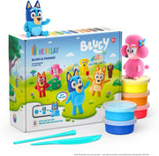 Hey Clay Bluey & Friends sculpting set with clay containers and finished character figures