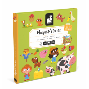 Magneti'Stories Pets magnetic storytelling game box with colorful farm animal characters on green background