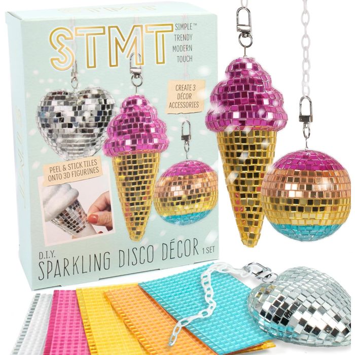 STMT DIY Sparkling Disco Decor craft kit with disco ball accessories and colorful mosaic tiles