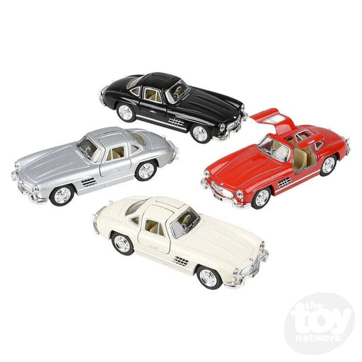 Four 5-inch Mercedes Benz 300SL die-cast toy cars in different colors