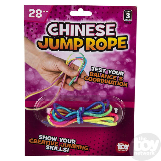 Chinese Jump Rope 28 inch multicolor rope in retail packaging by The Toy Network