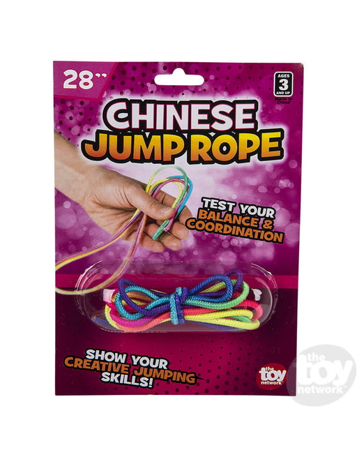 Chinese Jump Rope 28 inch multicolor rope in retail packaging by The Toy Network