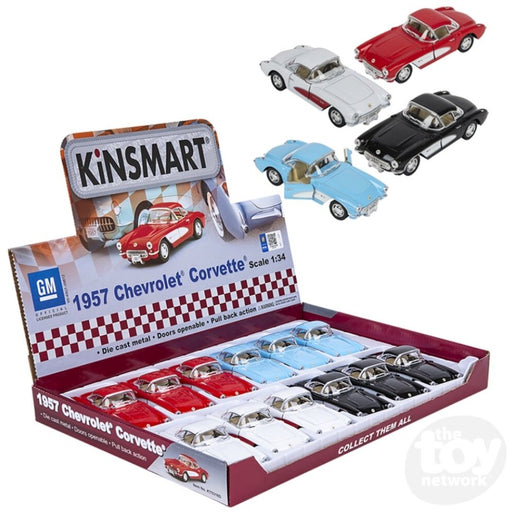 KinSmart 1957 Chevrolet Corvette die-cast model cars display box with various colored models