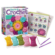 Easy-to-do Crochet kit with yarn, hooks, instruction booklet and flower patterns