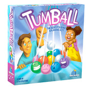 Tumball board game box by Blue Orange Games featuring colorful balls and children playing.