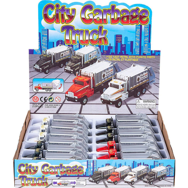 City Garbage Truck die cast toys display box with multiple sanitation trucks
