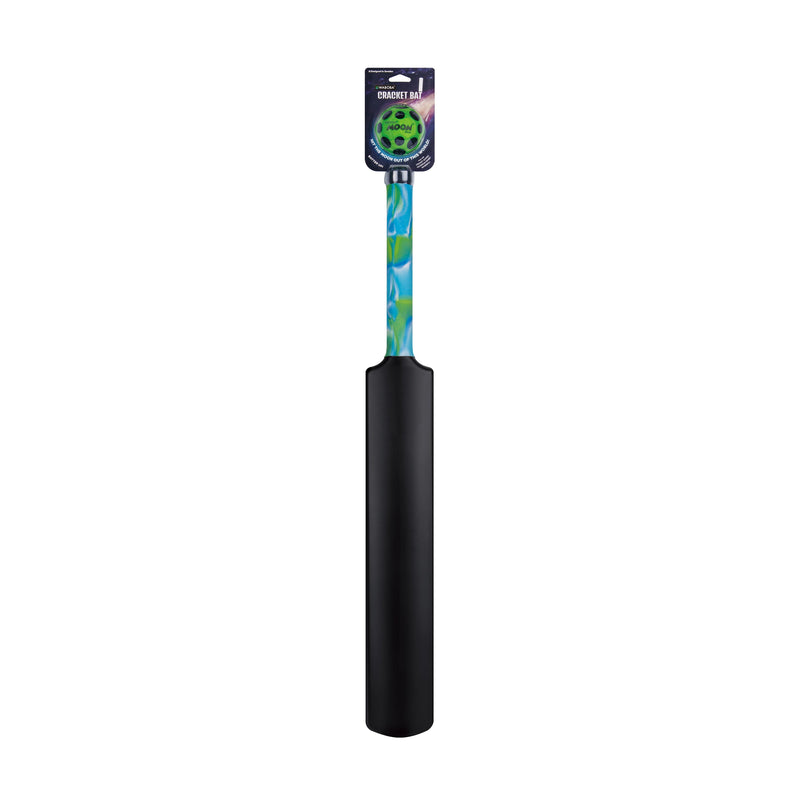 Waboba cracket bat with green moon ball on white background
