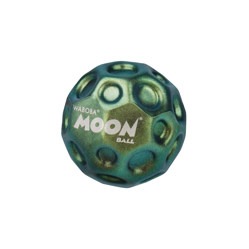 Waboba Moon Ball in metallic green-teal with crater-like textured surface