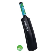 Waboba Mini Land Cracket black bat with teal handle and green Mini Moon Ball