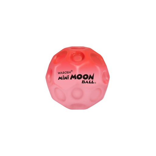 Red Waboba Mini Moon Ball with crater-like textured surface on white background