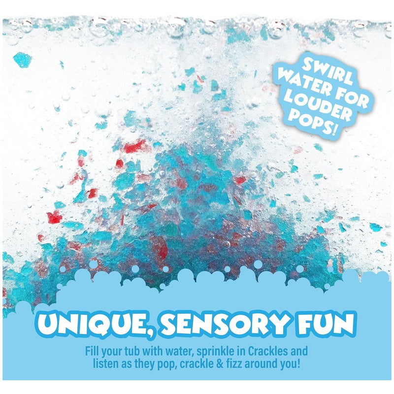 Bath Crackles fizzing and popping in water with colorful splashes and bubbles