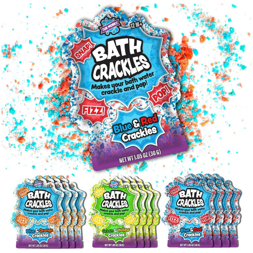 Bath Crackles packets in multiple color varieties with colorful powder explosion effect