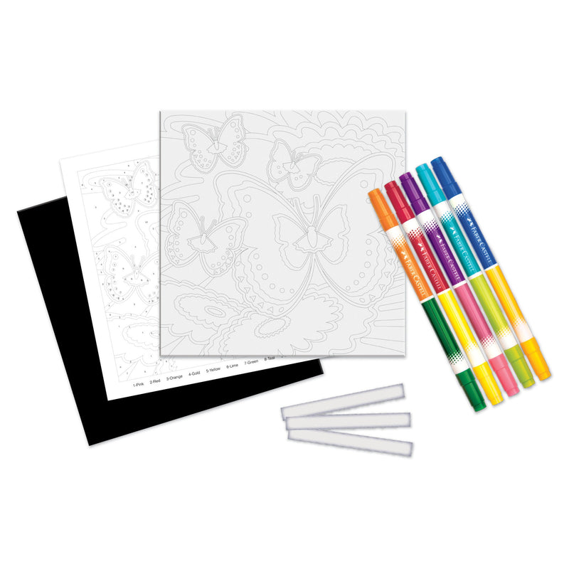 Faber-Castell Color By Number Bloomin' Butterflies kit with coloring pages and markers