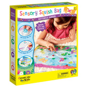 Creativity for Kids Sensory Squish Bag Butterfly Garden product box packaging showing child playing